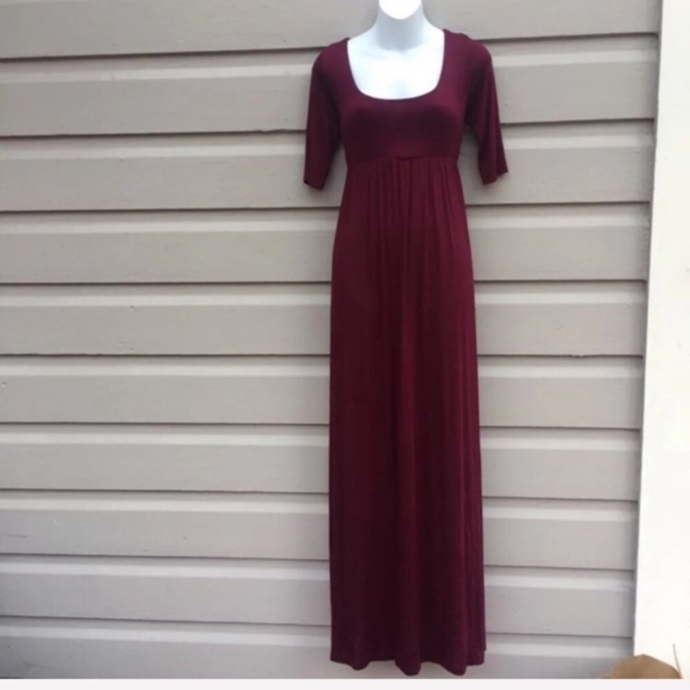 New Berry Colored Half-Sleeve Maxi Dress
